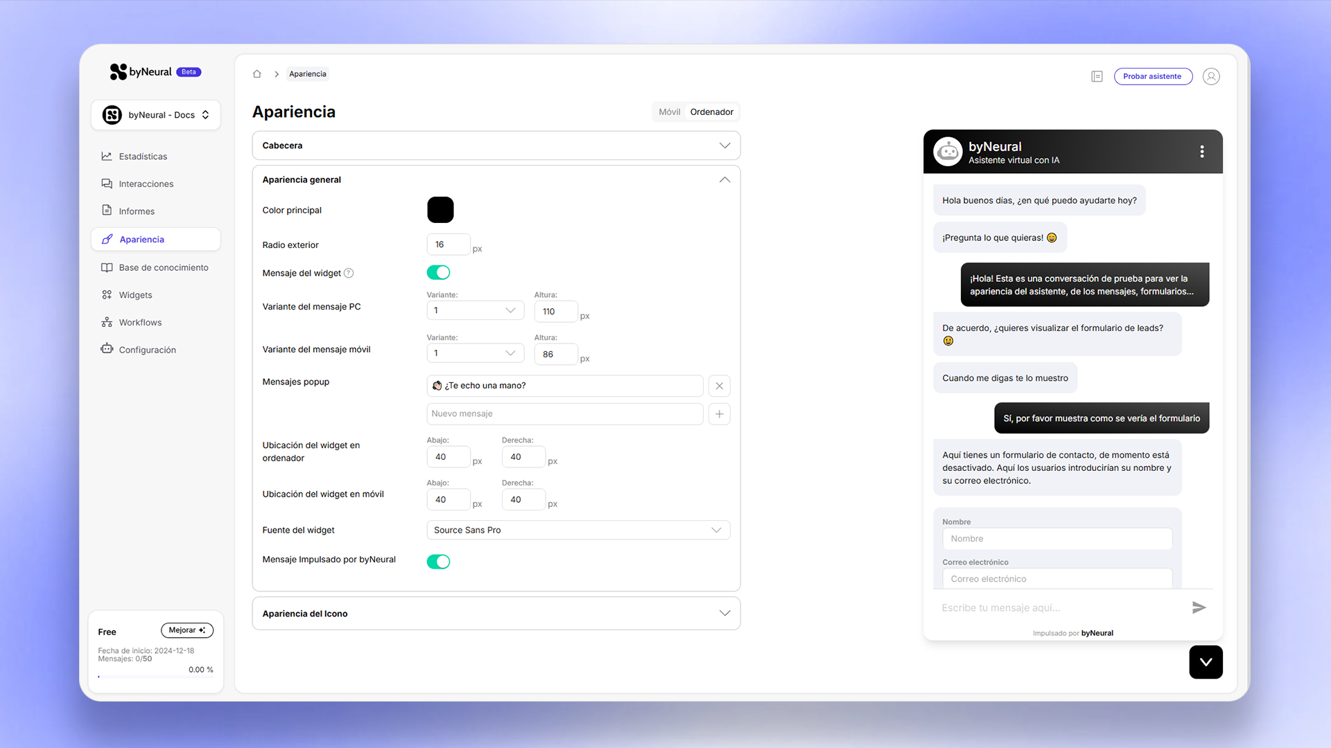 Personaliza la apariencia