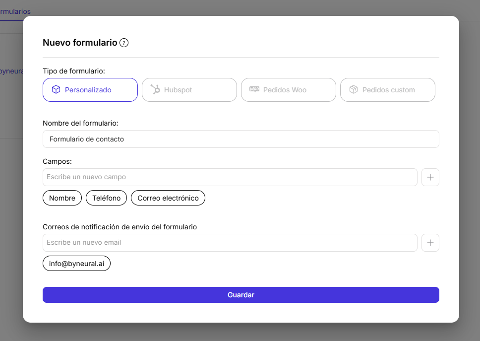 Formulario personalizado