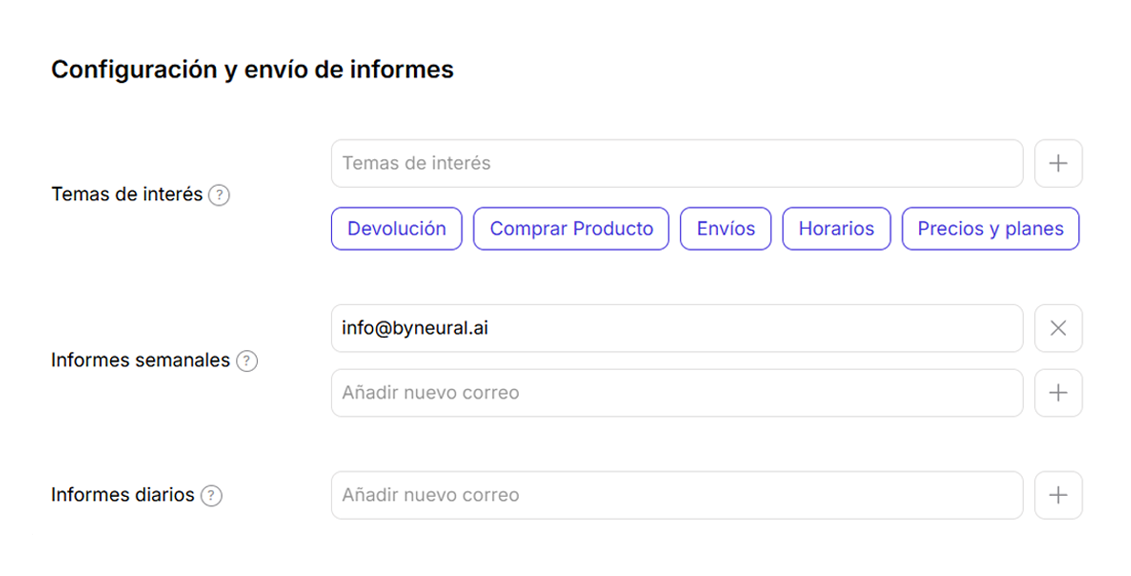 Configuración de informes