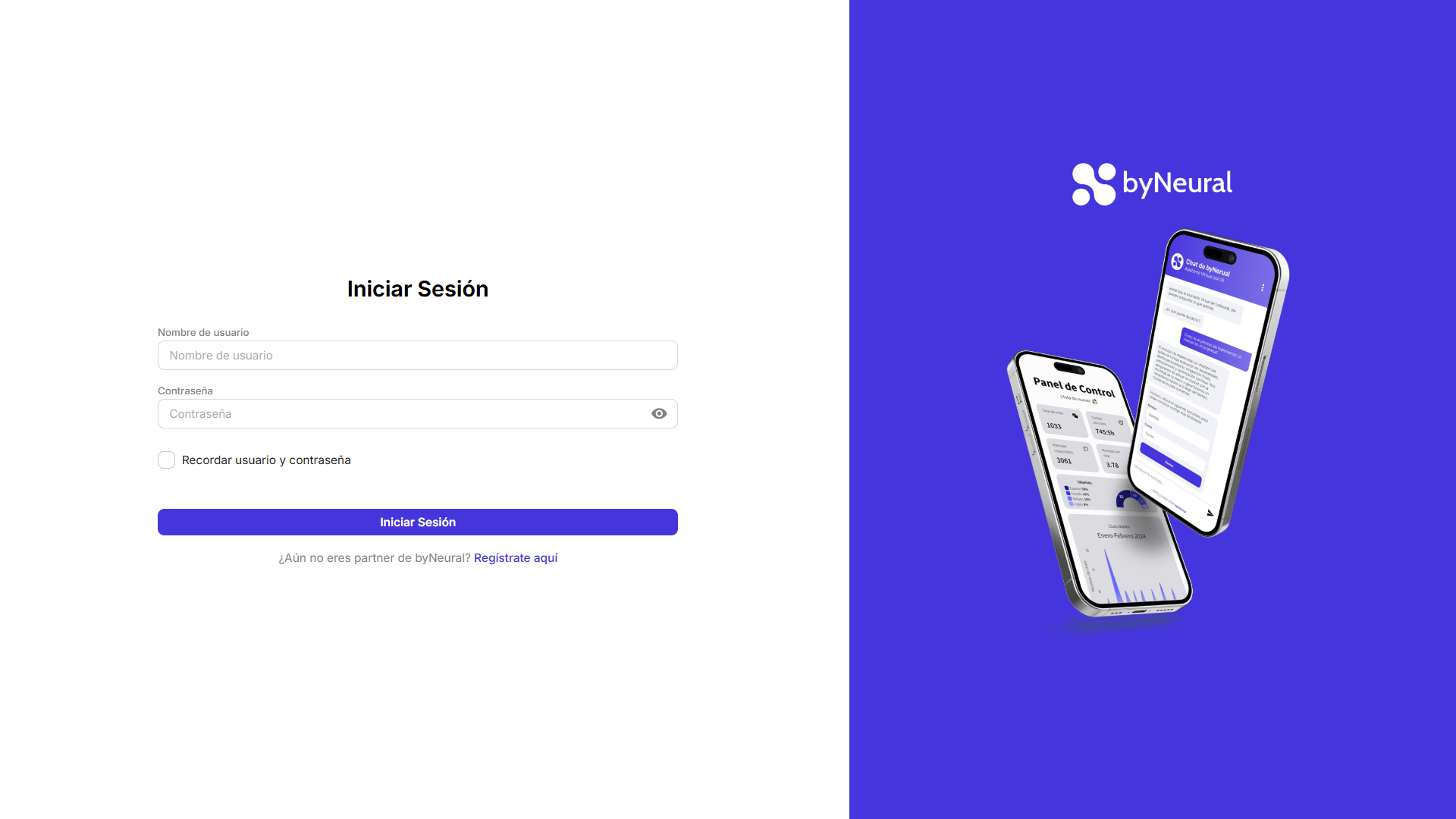 Pantalla de inicio de sesión