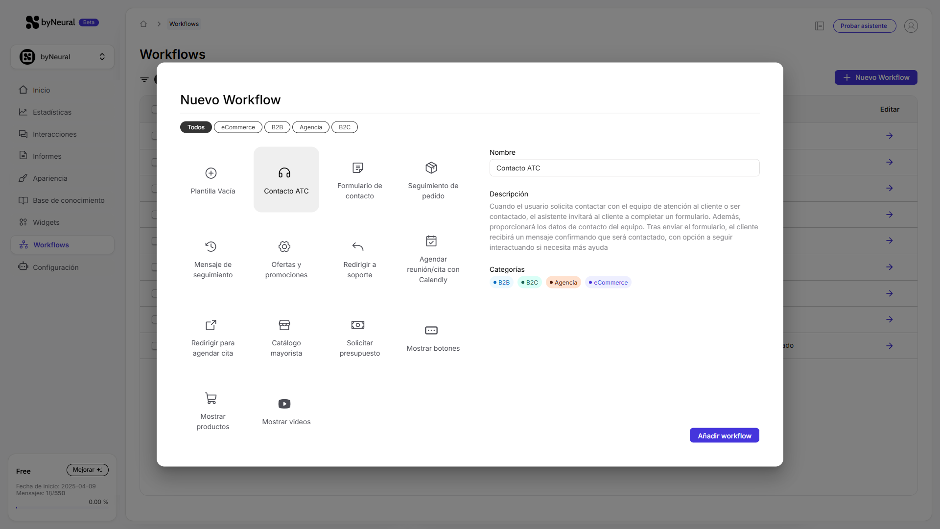 Selector de plantilla